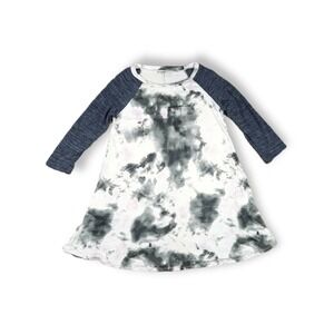 egs by eloges Navy & White Tie Dye Raglan A Line Dress Women's Size Small